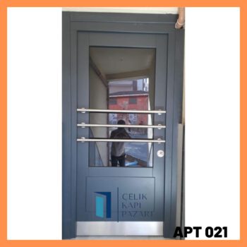 APT 021 Antrasit Camlı Apartman Kapısı